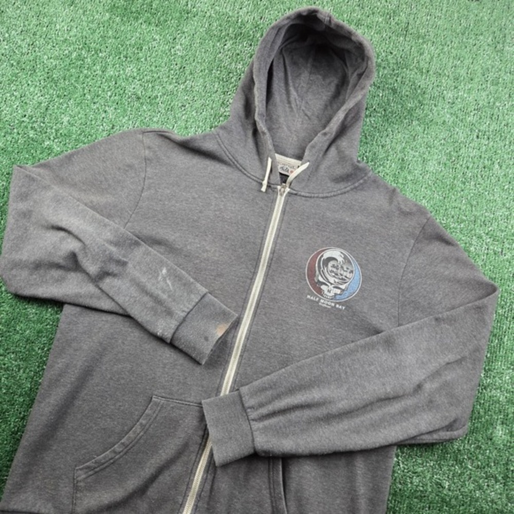 Techstyles Half Moon Bay California Steal Your Face Zip Hoodie‎ Mens XL Gray